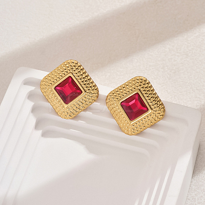201 Stainless Steel Glass Stud Earrings XG9107-3-1