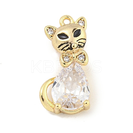 Brass Micro Pave Clear Cubic Zirconia Glass Charms KK-S386-05G-1