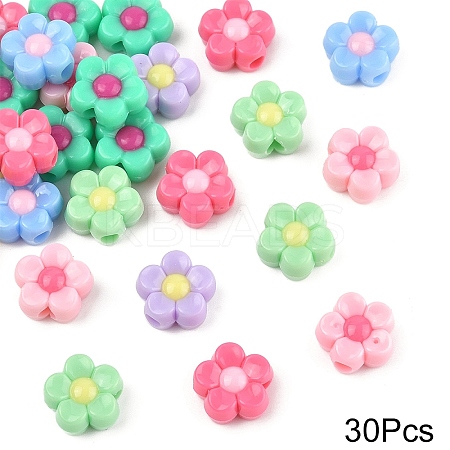 30Pcs Two Tone Opaque Acrylic Beads SACR-YW0001-85-1