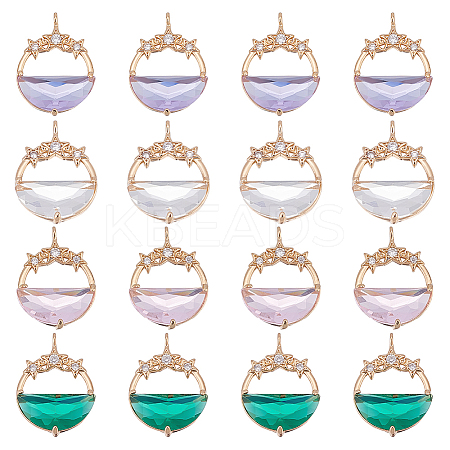 16Pcs 4 Colors Glass Pendants GLAA-GA0001-32-1