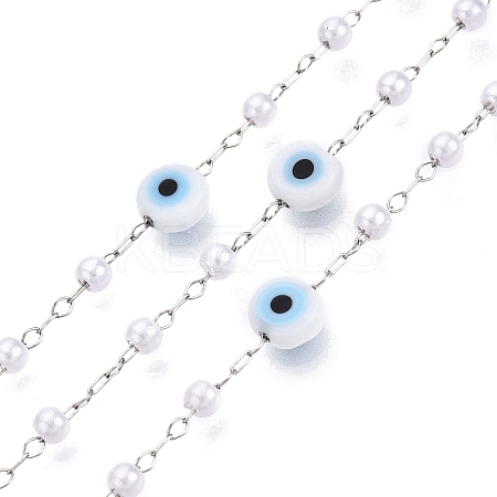 Handmade Lampwork&Imitation Pearl Beads Chains CHS-T006-13P-1