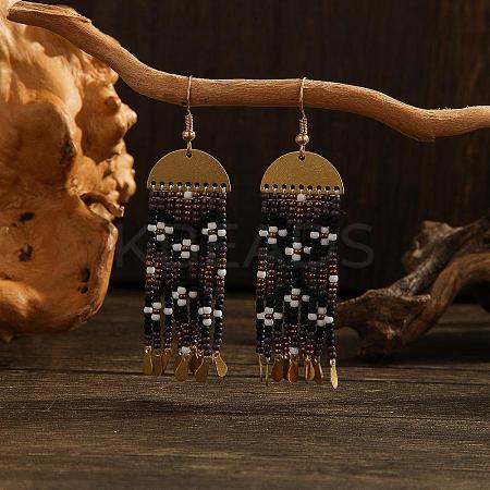 Bohemian Style Flower Glass Bead Handmade Dangle Earrings ZK4916-4-1
