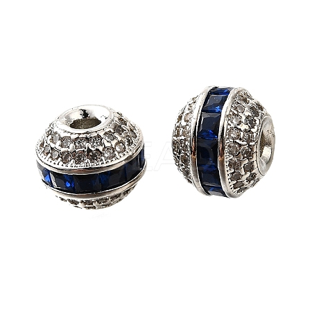 Round Brass Micro Pave Cubic Zirconia Beads KK-L230-11P-03-1