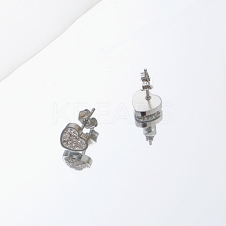 Non-Tarnish 304 Stainless Steel Heart Stud Earrings for Women IO4754-4-1
