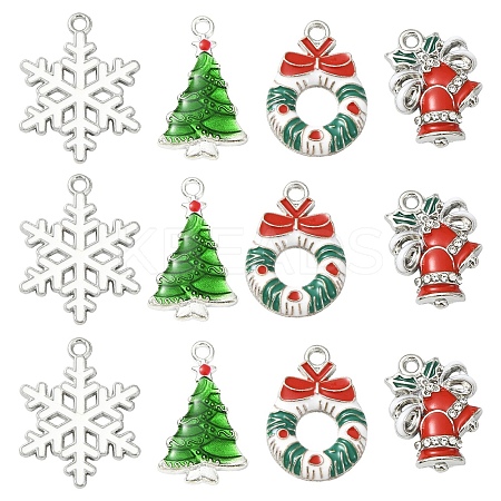 24Pcs 4 Styles Christmas Alloy Pendants ENAM-YW0006-43-1