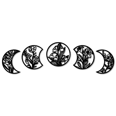 Wood Moon Phase Pendant Decoration HJEW-WH20013-002-1