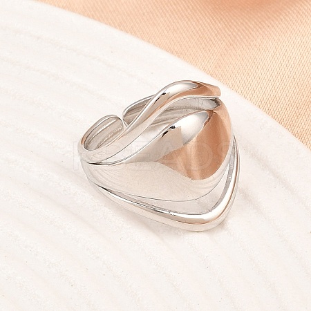 US Size 7 304 Stainless Steel Cuff Rings RJEW-D336-04P-1