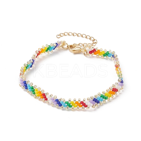 Glass Seed Braided Beaded Bracelet BJEW-MZ00058-1