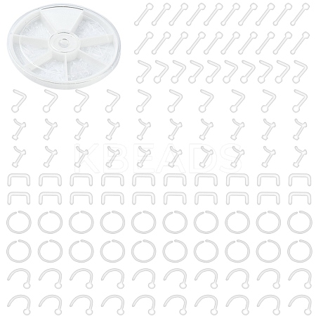 120Pcs 6 Style Acrylic L-Shaped Nose Ring AJEW-YW0001-11B-1