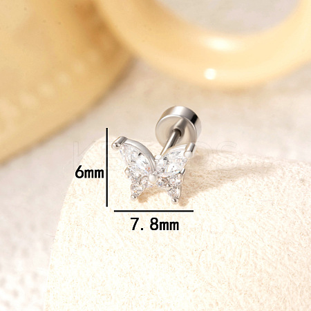 Butterfly Brass Pave Cubic Zirconia Cartilage Earrings FS-WGFCA2D-05-1