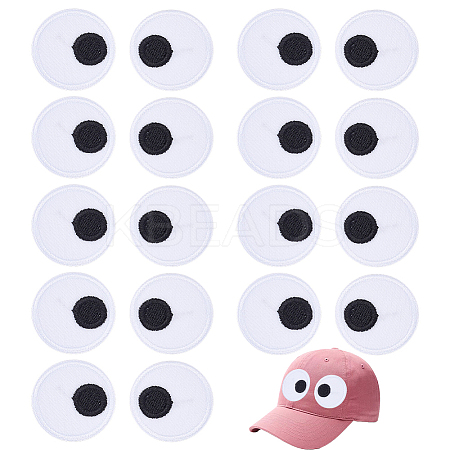 20Pcs Eyes Polyester Embroidery Iron on/Sew on Patches DIY-PH0036-61B-02-1