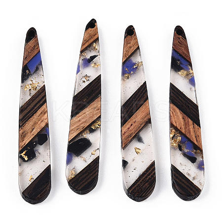 Transparent Resin & Walnut Wood Big Pendants RESI-E050-01B-A-1