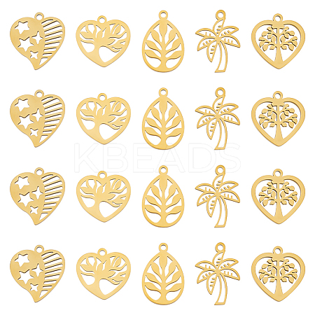 20Pcs 5 Styles Ion Plating(IP) 316L Surgical Stainless Steel Pendants STAS-AN0001-03-1