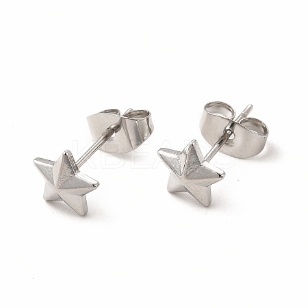 Non-Tarnish 304 Stainless Steel Star Stud Earrings for Women EJEW-C004-08P-1