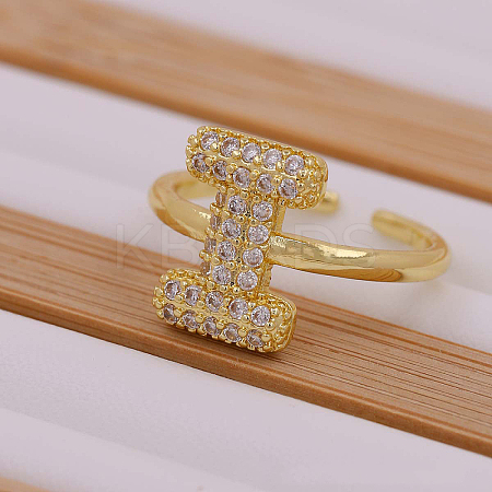 Brass Micro Pave Clear Cubic Zirconia Initial Cuff Rings FS-WGB210B-10-1