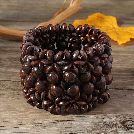 Bohemia & Ethnic Style Wood Stretch Bracelets for Women WG33998-13-1