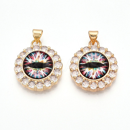 Brass Micro Pave Clear Cubic Zirconia Pendants for Women KK-T070-92A-03-1