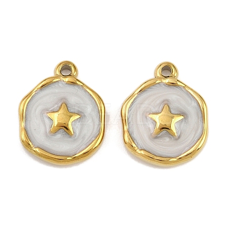304 Stainless Steel with Enamel Pendants STAS-Z166-19G-01-1