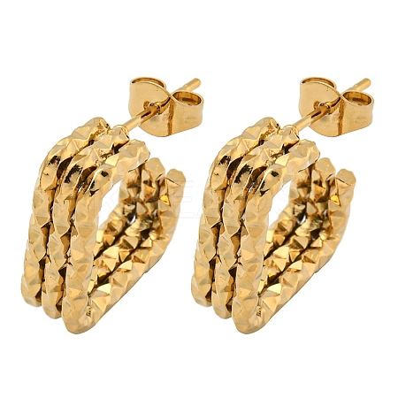 202 Stainless Steel Square Multi Layered Stud Earrings EJEW-H003-12G-1