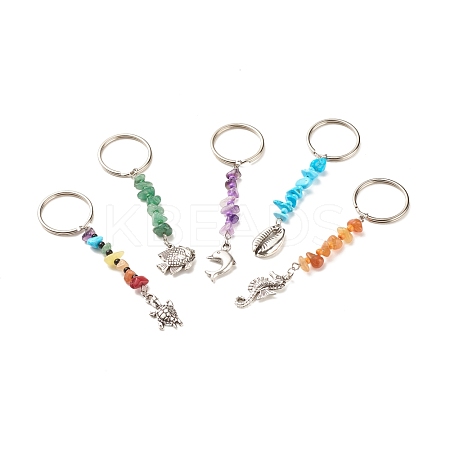 Natural & Synthetic Gemstone Beaded Keychains KEYC-JKC00303-1