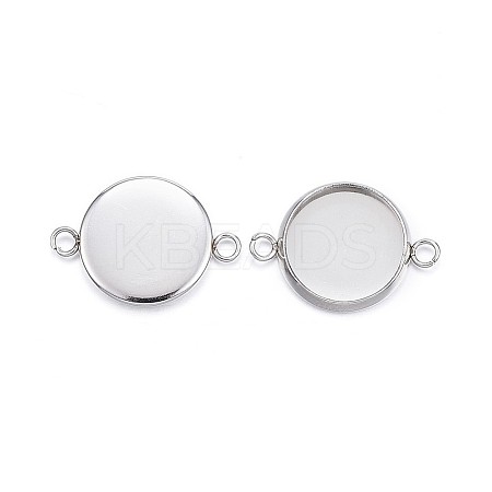 Non-Tarnish 304 Stainless Steel Cabochon Connector Settings A-STAS-G127-14-12mm-P-1