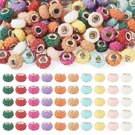 100Pcs 10 Colors AB Color Resin Rose Flower European Beads RESI-TA0003-89-1