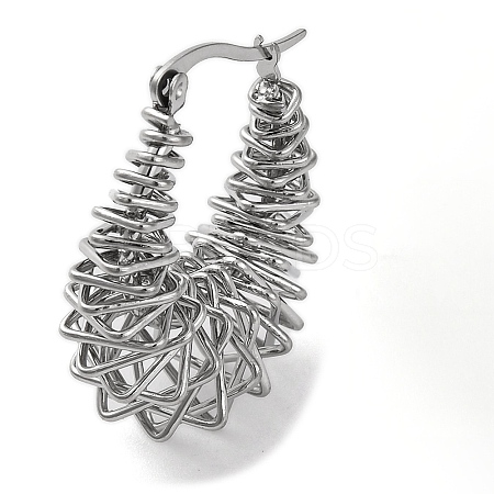 304 Stainless Steel Teardrop Hoop Earrings EJEW-K295-05P-1