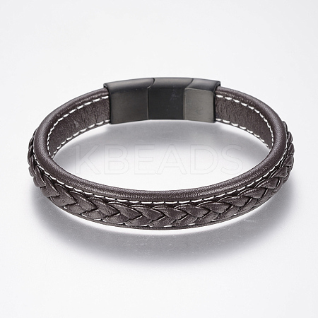 Braided Leather Cord Bracelets BJEW-H561-04B-1