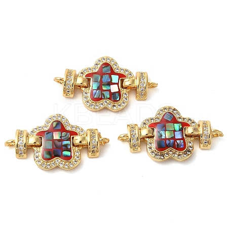 Rack Plating Brass Micro Pave Clear Cubic Zirconia Flower Links Connector Charms KK-K385-104G-01-1