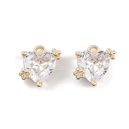 Brass Micro Pave Clear Cubic Zirconia Pendants X-KK-K351-45B-G-1