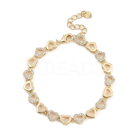 Brass Micro Pave Cubic Zirconia Link Bracelets for Women BJEW-U013-01G-06-1