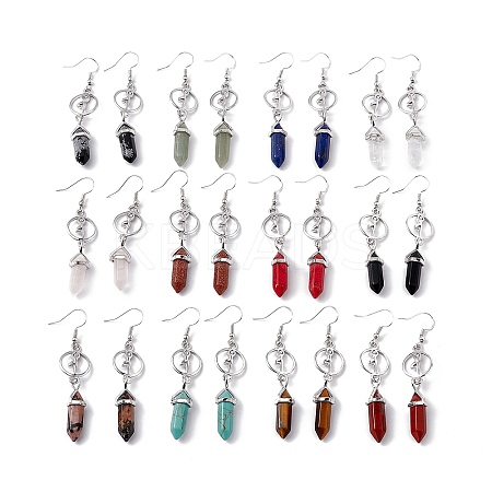 Gemstone Bullet & Dancer Dangle Earrings EJEW-I276-05P-1