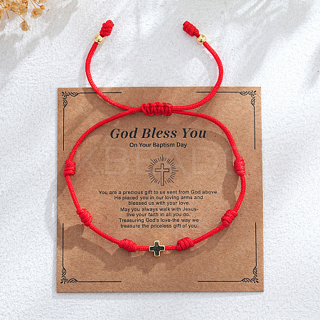 Adjustable Brass Bead Braided Bead Bracelets GN5772-3-1