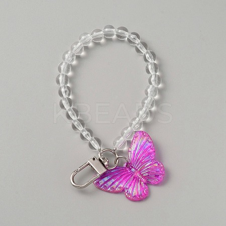 Acrylic Butterfly Hanging Beaded Keychain Wrist Bracelet Pendant Decoration HJEW-WH068-14C-1