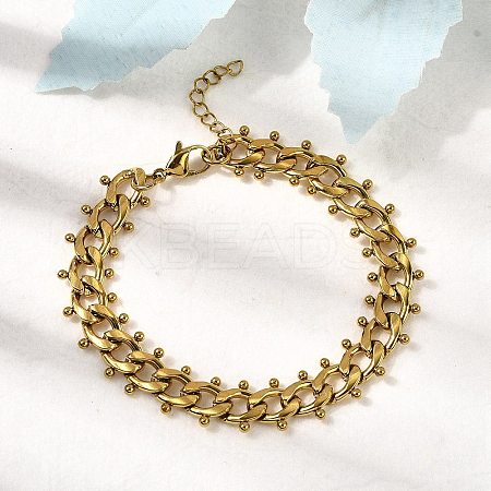 Punk Style 304 Stainless Steel Curn Chain Bracelets for Women BJEW-A044-01G-1