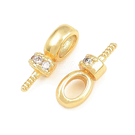 Brass Micro Pave Cubic Zirconia Screw Eye Peg Bails CU-CBA3901-02G-1