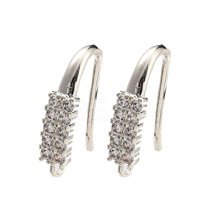 Rack Plating Brass Pave Cubic Zirconia Earring Hooks KK-O143-17S-1