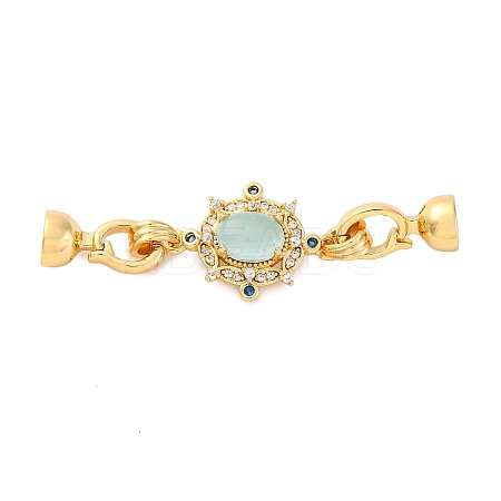 Brass Micro Pave Clear Cubic Zirconia Fold Over Clasps KK-P291-11G-1