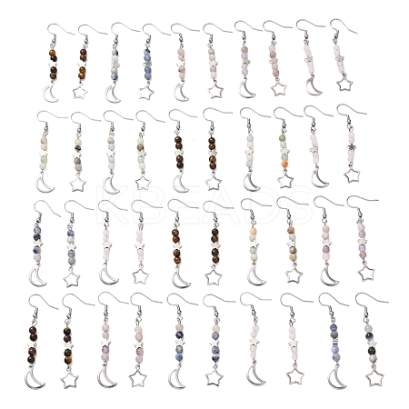 Natural Mixed Stone Dangle Earring EJEW-JE05934-1