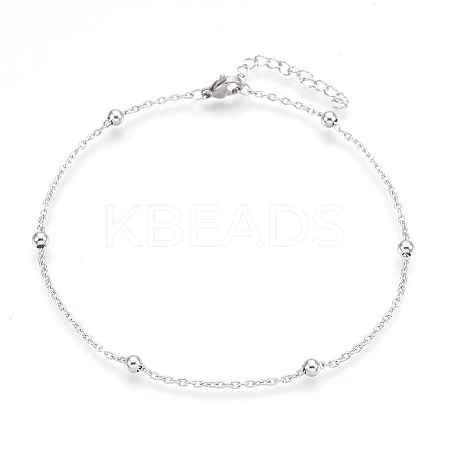 Tarnish Resistant 304 Stainless Steel Cable Chain Anklets LS-AJEW-P069-03P-1