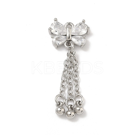 Brass Micro Pave Clear Cubic Zirconia Pendants KK-D228-02P-01-1