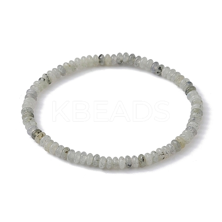 Natural White Labradorite Rondelle Beaded Stretch Bracelets BJEW-JB09980-04-1