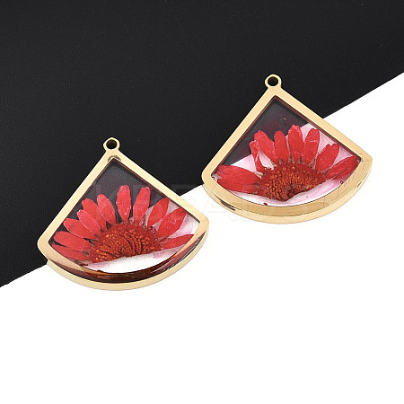 304 Stainless Steel Epoxy Resin Pendants STAS-T072-26-1