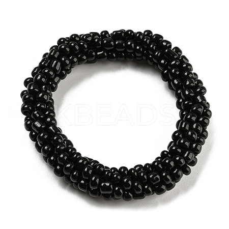 Crochet Glass Beads Braided Stretch Bracelet BJEW-K232-01I-1