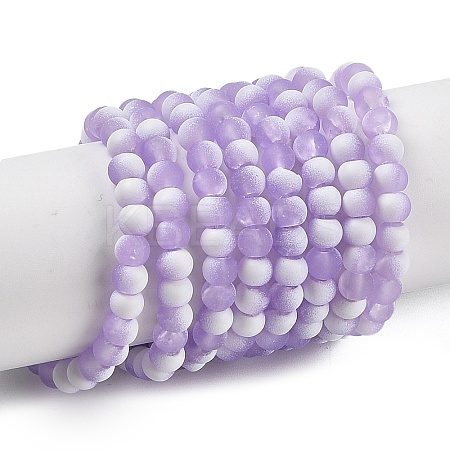Frosted Crackle Glass Beads Strands GLAA-U001-4mm-M04-1