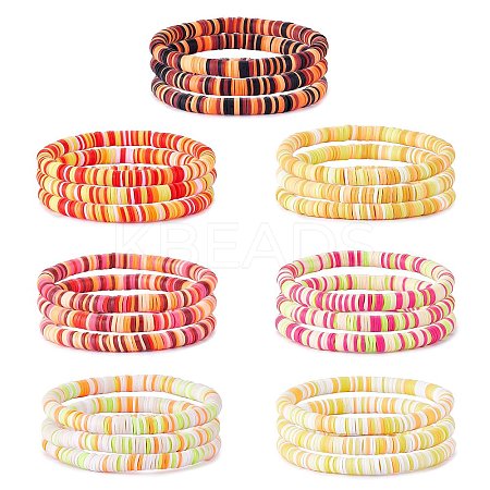 Handmade Polymer Clay Heishi Surfer Stretch Bracelets Set BJEW-SW00099-02-1