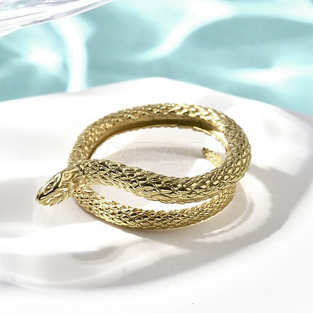 304 Stainless Steel Snake Wrap Cuff Rings for Women RJEW-A060-01G-1