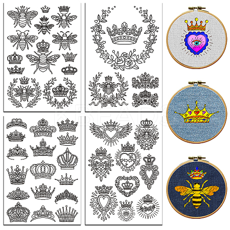 4 Sheets 11.6x8.2 Inch Stick and Stitch Embroidery Patterns DIY-WH0455-157-1