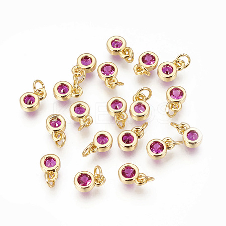 Brass with Single Cubic Zirconia Charms ZIRC-F095-03G-04-1