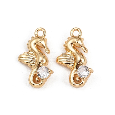Brass Micro Pave Cubic Zirconia Charms KK-C115-08G-1